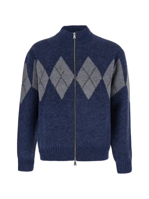COOR argyle zip-up cardigan