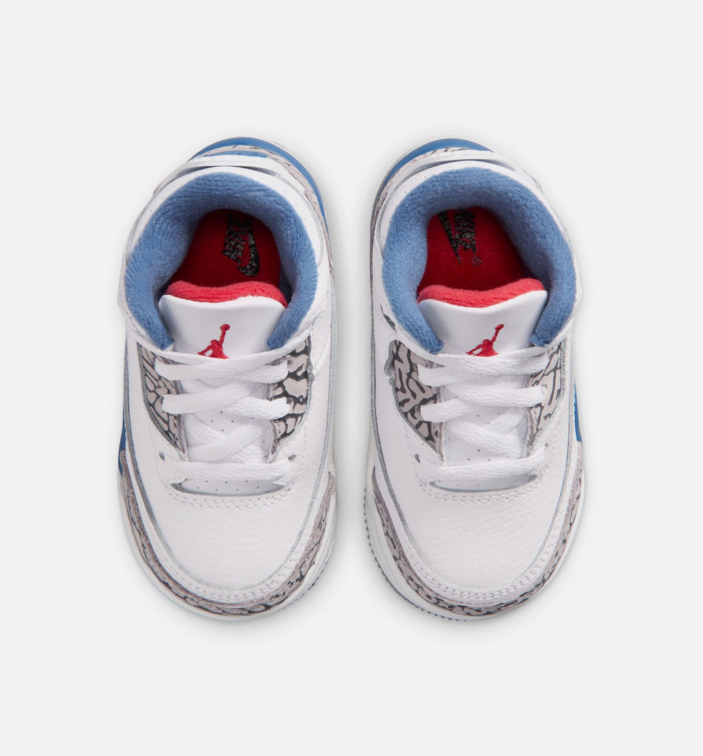 Air Jordan 3 Retro OG True Blue Infant/Toddler Lifestyle Shoes - White/Fire Red/True Blue