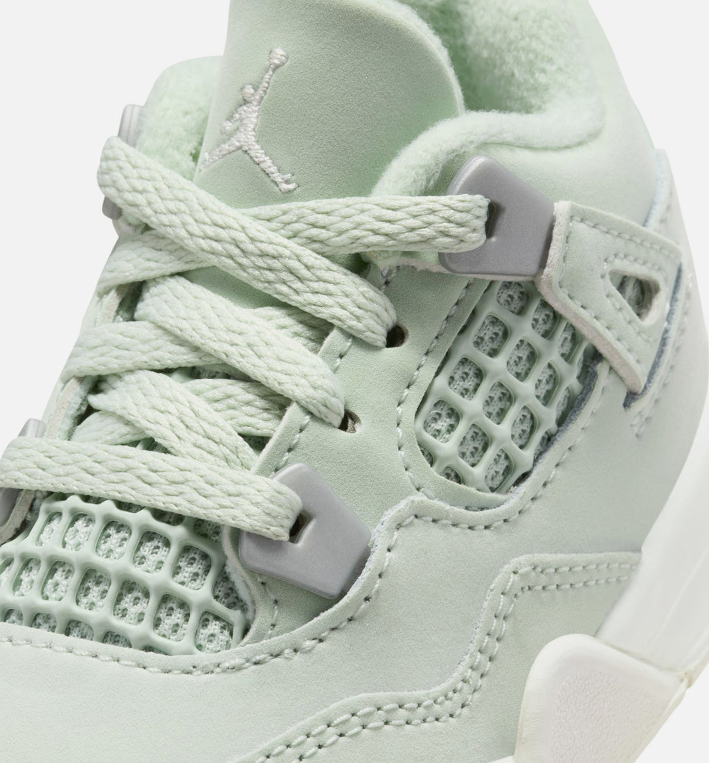 Air Jordan 4 Retro Abundance Infant Sneakers - Seafoam/Sail/Metallic Silver