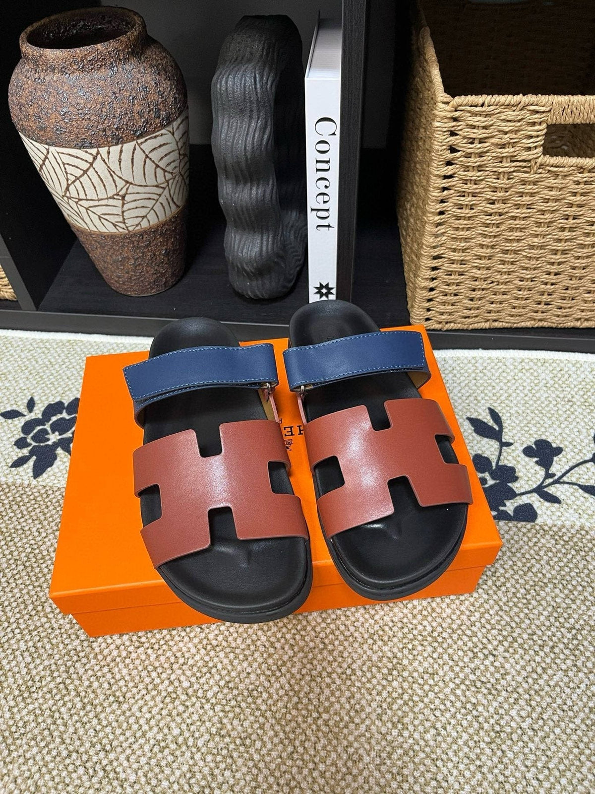 Hermes Men's Kazimir Cutout Slide Sandals