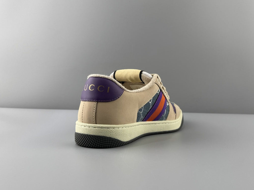 Gucci Beige Monogram Stripe Low-Top Sneakers